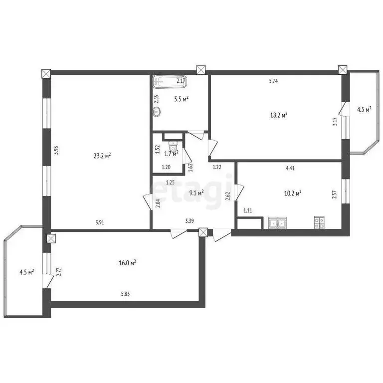 3-комнатная квартира: Батайск, улица Комарова, 132А (83.9 м) - Фото 0