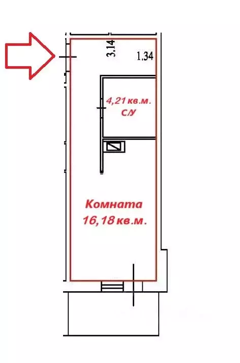 Студия Ленинградская область, Гатчина Пушкинское ш., 13к2 (26.6 м) - Фото 2