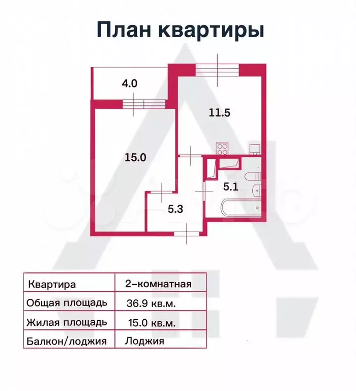 1-к. квартира, 36,9 м, 5/12 эт. - Фото 0
