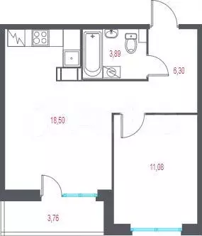 2-к. квартира, 41,7 м, 4/9 эт. - Фото 0