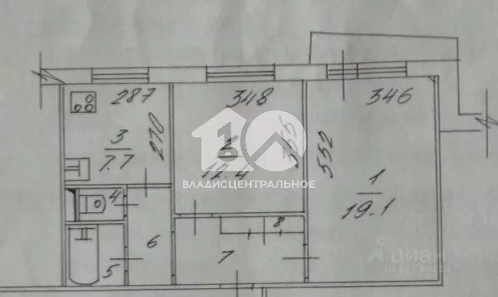 Квартира, 2 комнаты, 53 м - Фото 1