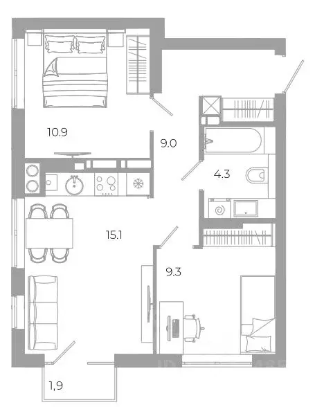 2-к кв. Астраханская область, Астрахань ул. Космонавтов, 18/2 (50.5 м) - Фото 1