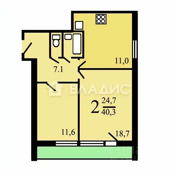 2-к кв. Москва туп. Горлов, 13С1 (51.0 м) - Фото 2
