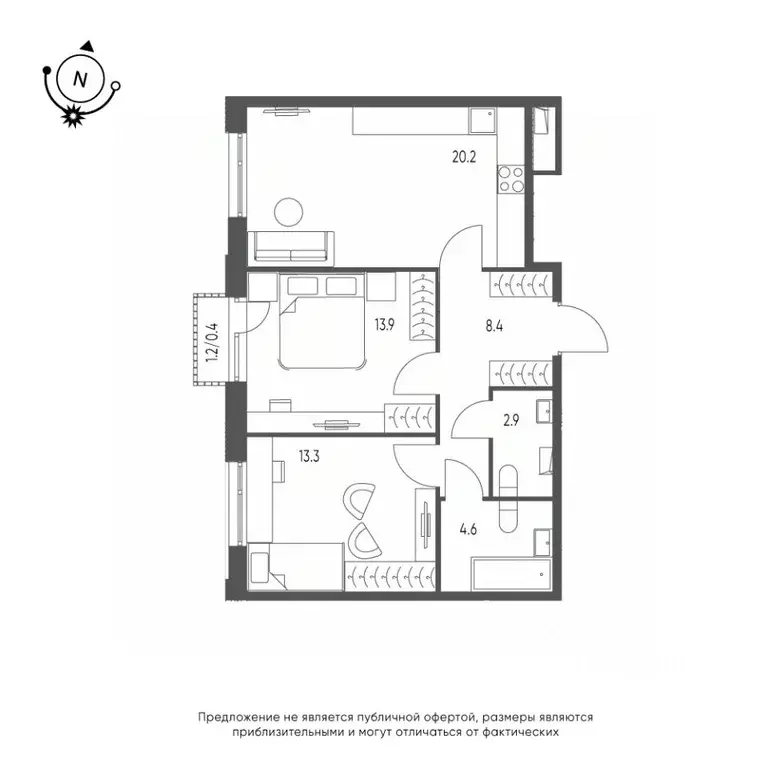 2-к кв. Омская область, Омск Зеленая река мкр, 14 (63.7 м) - Фото 0