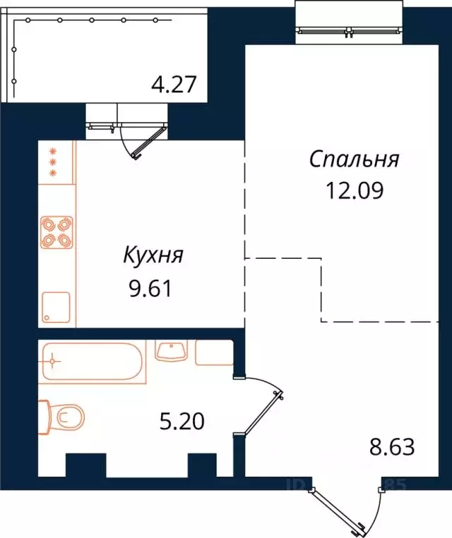 1-к кв. Иркутская область, Иркутск ул. Юрия Левитанского, 16/1 (39.8 ... - Фото 1