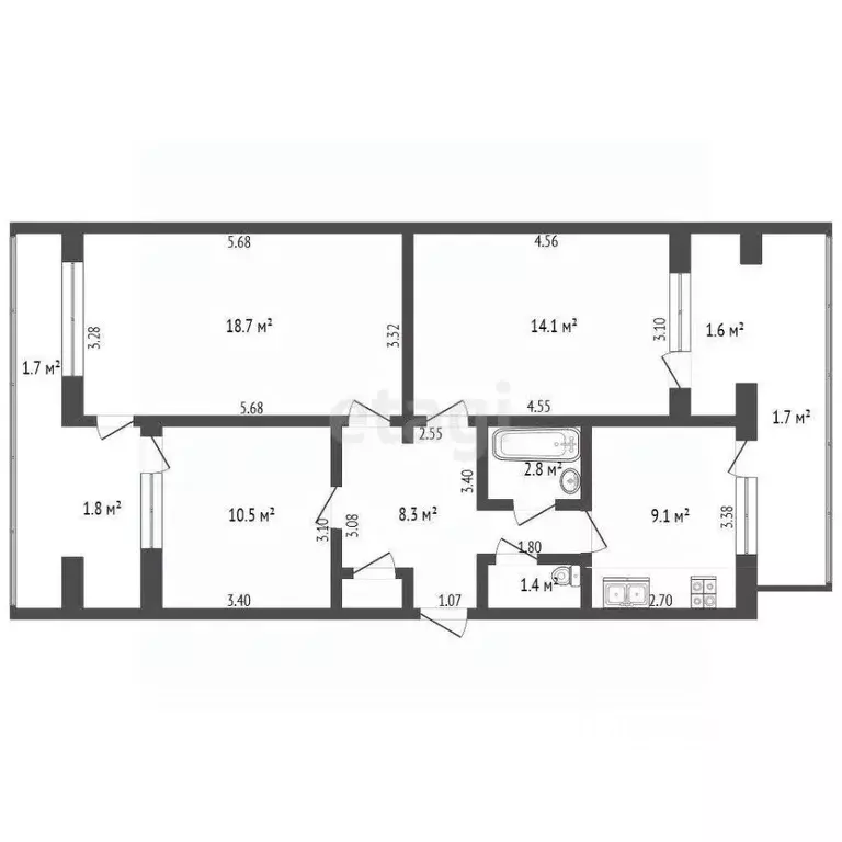 3-к кв. Крым, Феодосия ул. Дружбы, 38 (65.5 м) - Фото 2