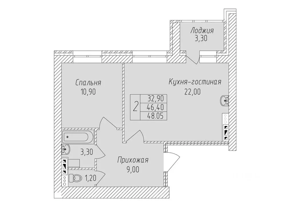 2-к кв. Белгородская область, Старый Оскол Степной мкр,  (48.05 м) - Фото 0