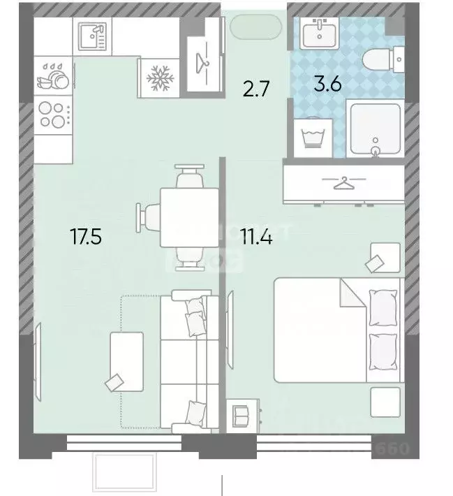 1-к кв. Москва Производственная ул., 19Ак2 (34.9 м) - Фото 2