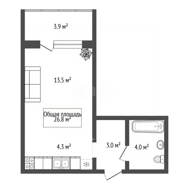 Студия Новосибирская область, Новосибирск ул. Николая Островского, ... - Фото 2