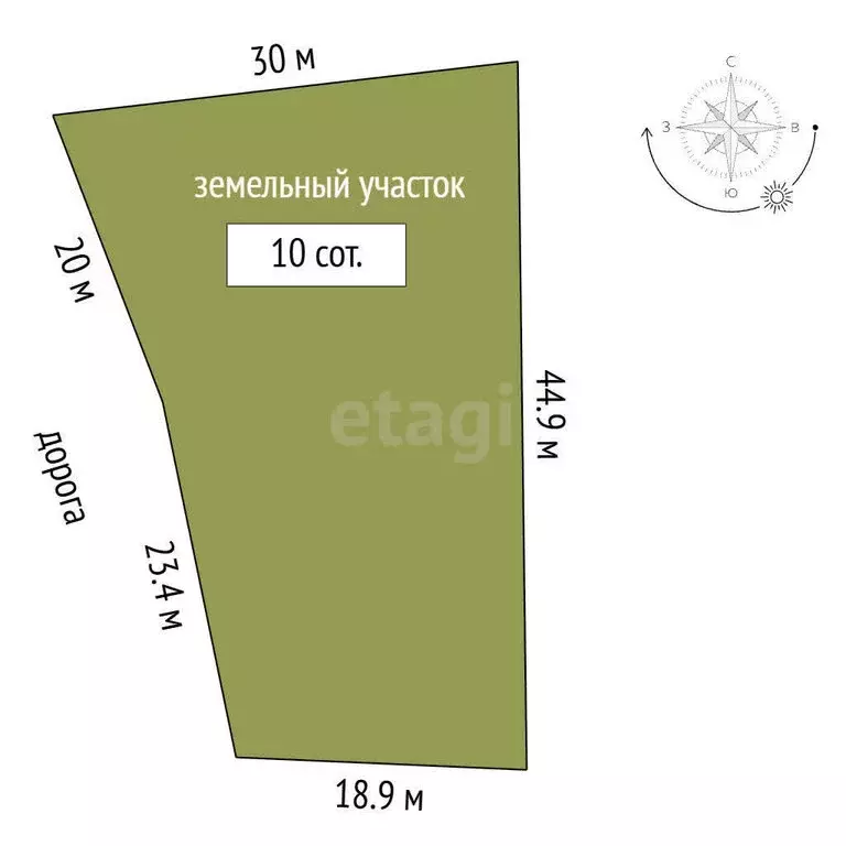 Участок в Лучистое, микрорайон Берекет (10 м) - Фото 1