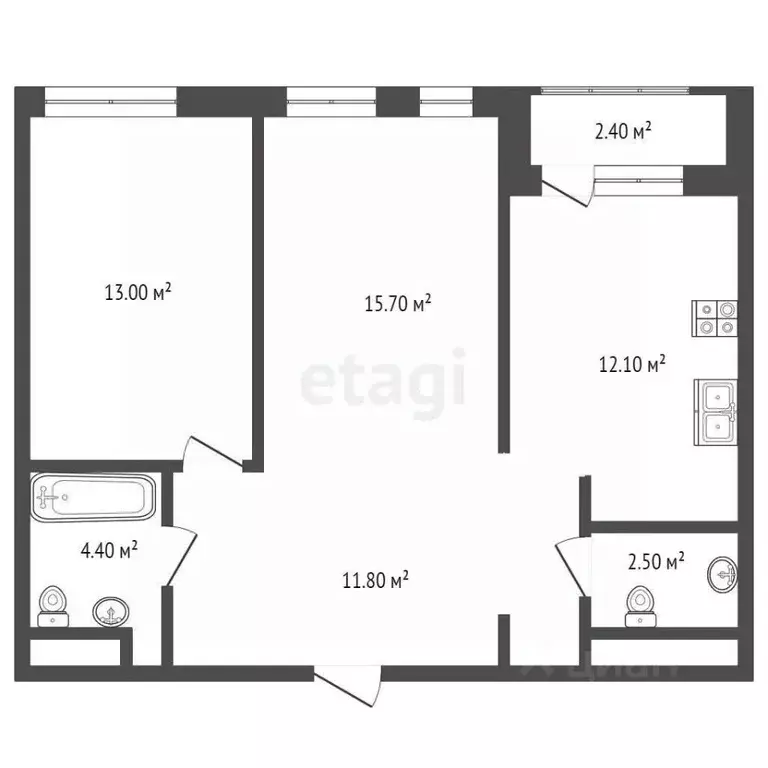 2-к кв. Москва Лермонтовская ул., 1 (60.8 м) - Фото 0