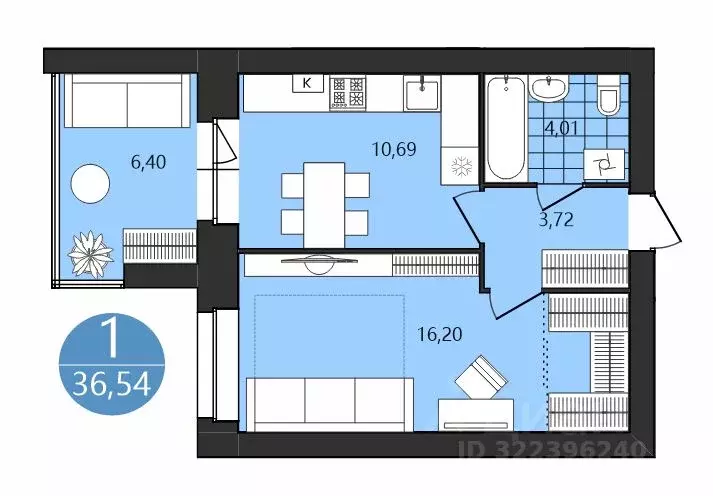1-к кв. Ярославская область, Ярославль Кавказская ул., 15 (36.54 м) - Фото 2