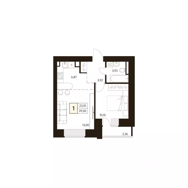 1-к кв. Башкортостан, Уфа ул. Ахметова, 296/2 (39.0 м) - Фото 1