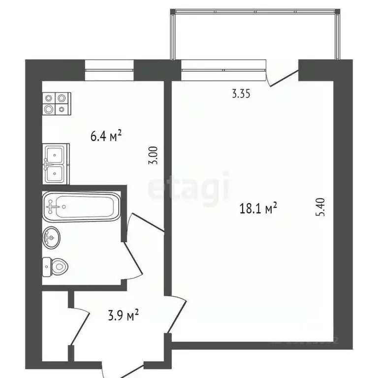 1-к кв. Вологодская область, Вологда ул. Болонина, 9 (32.8 м) - Фото 1