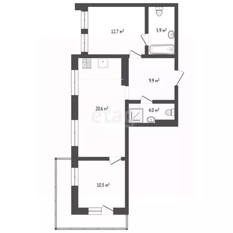 2-к кв. Тюменская область, Тюмень ул. Краснооктябрьская, 4к1 (63.5 м) - Фото 2