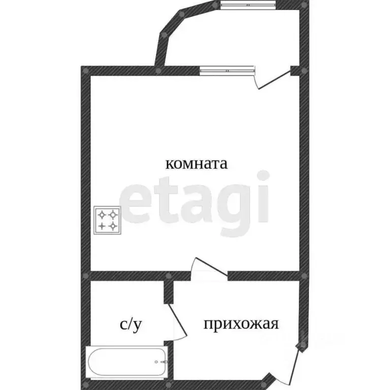 Студия Ханты-Мансийский АО, Сургут тракт Тюменский, 4 (28.7 м) - Фото 1