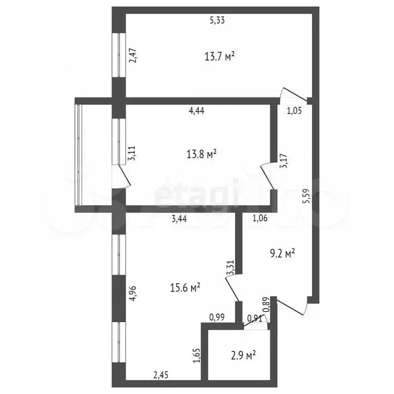 3-к. квартира, 55 м, 3/5 эт. - Фото 0