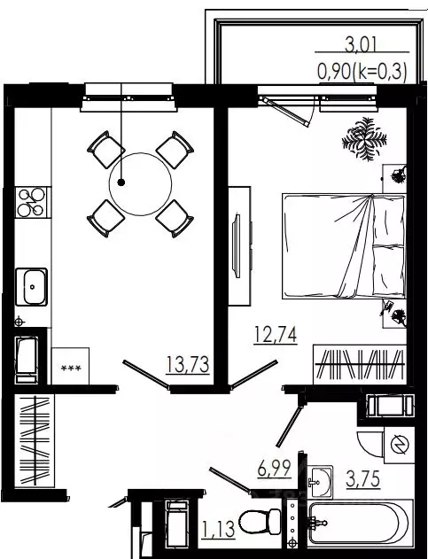 1-к кв. Ленинградская область, Тосненский район, Форносовское ... - Фото 1