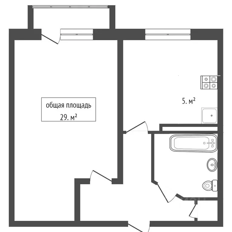 1-к кв. Татарстан, Нижнекамск просп. Вахитова, 19А (31.0 м) - Фото 1