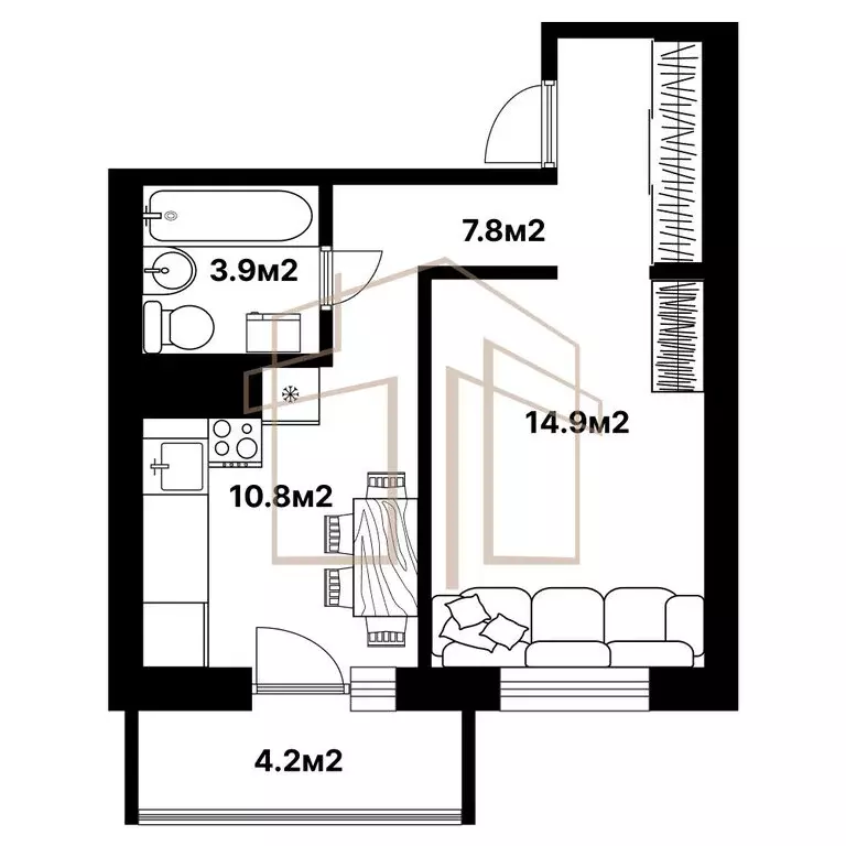 Квартира-студия: Тюмень, улица Парада Победы, 9 (36.5 м) - Фото 1