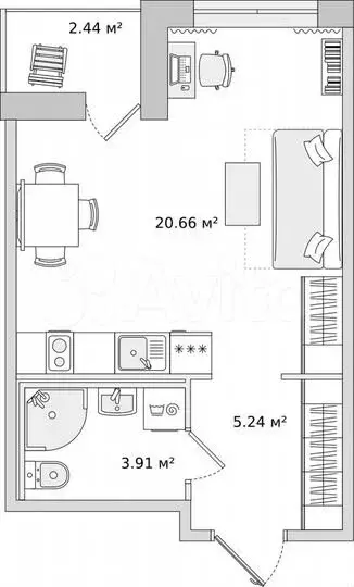 Квартира-студия, 32,3 м, 6/16 эт. - Фото 0