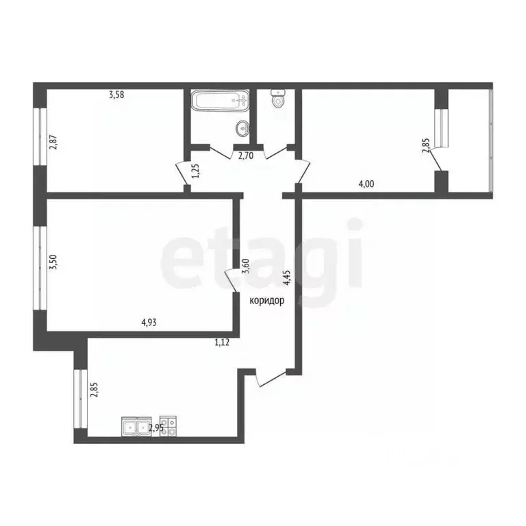 3-к кв. Тамбовская область, Тамбов ул. Чичерина, 28 (63.7 м) - Фото 2