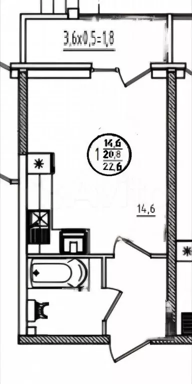 Квартира-студия, 20,5 м, 9/20 эт. - Фото 0