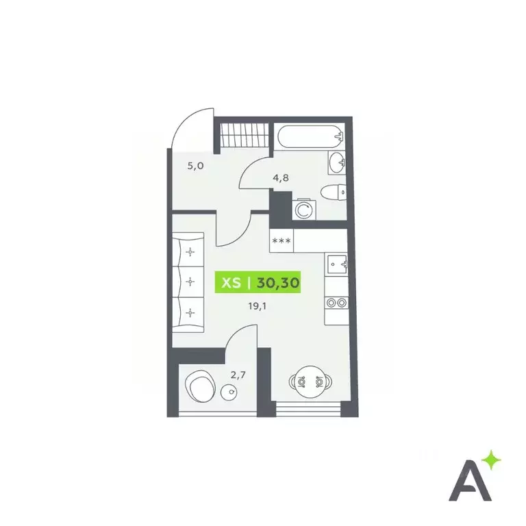 Студия Санкт-Петербург бул. Головнина, 6к1 (30.3 м) - Фото 0