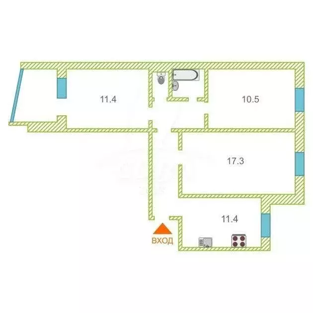 3-комнатная квартира: Тюмень, улица Мельникайте, 136 (65 м) - Фото 2