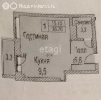 1-комнатная квартира: Ижевск, Красноармейская улица, 86Б (33.2 м) - Фото 0