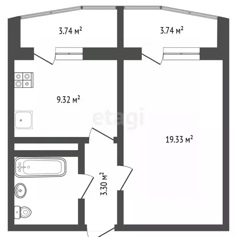 1-к кв. Тюменская область, Тюмень ул. Монтажников, 42А (37.5 м) - Фото 1