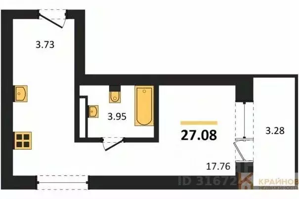 Студия Воронежская область, Воронеж Транспортная ул., 58 (27.08 м) - Фото 0