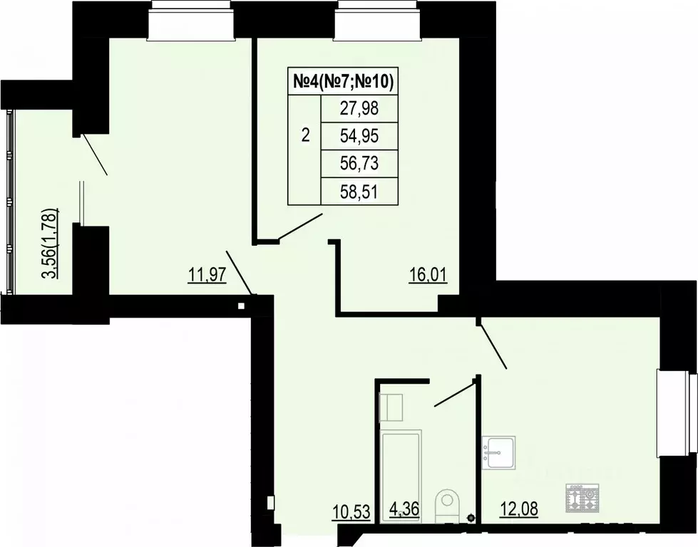 2-к кв. Костромская область, Кострома ул. Войкова, 34 (56.73 м) - Фото 1