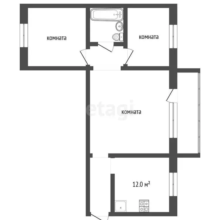 Квартира, 3 комнаты, 69.3 м - Фото 1