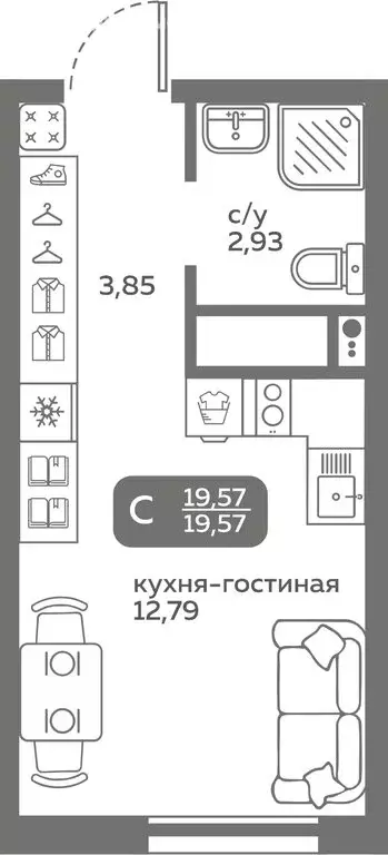 Квартира-студия: Тюмень, улица Вадима Бованенко, 10 (19.57 м) - Фото 0