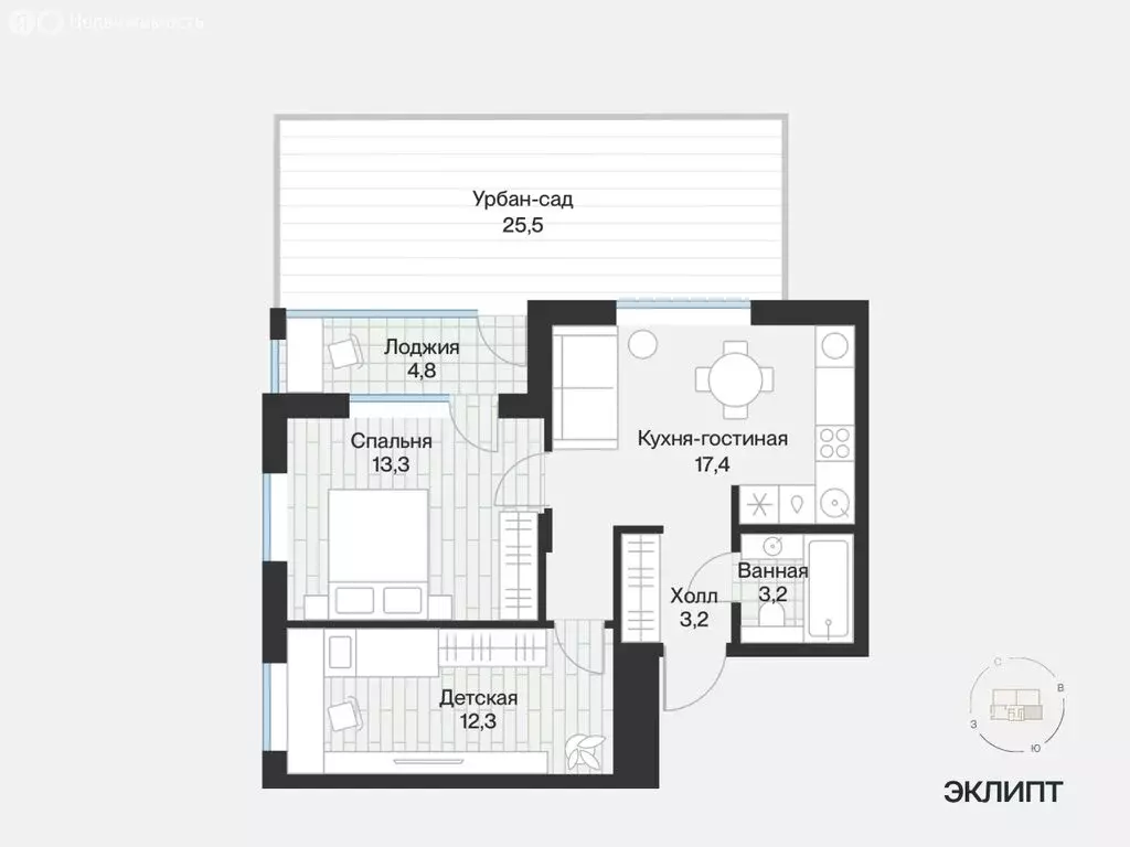 2-комнатная квартира: Тюмень, улица Игоря Комиссарова, 18 (51.76 м) - Фото 1