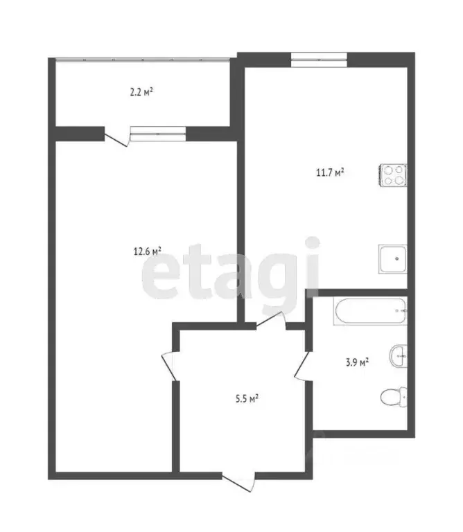1-к кв. Тюменская область, Тюмень Полевая ул., 117к6 (33.9 м) - Фото 0