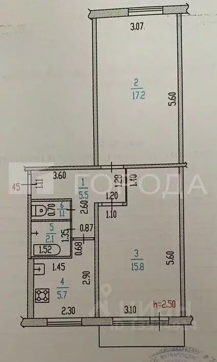 2-к кв. Алтайский край, Барнаул городской округ, Южный рп ул. ... - Фото 1