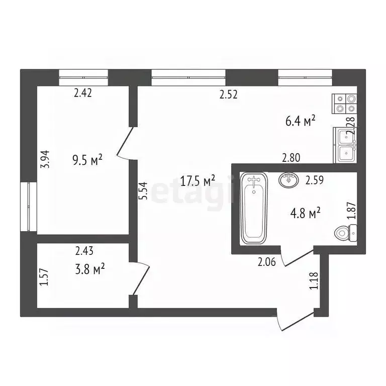 2-к кв. Забайкальский край, Чита ул. Чайковского, 23 (42.0 м) - Фото 1