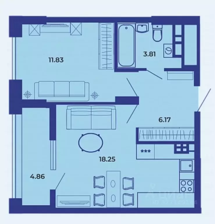 1-к кв. Брянская область, Брянск ул. Комарова, 47 (44.9 м) - Фото 0