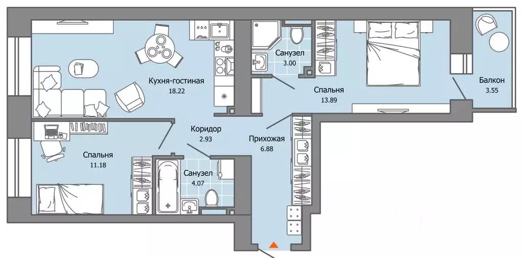2-к кв. Пермский край, Пермь ул. Дзержинского, 35А (61.0 м) - Фото 1