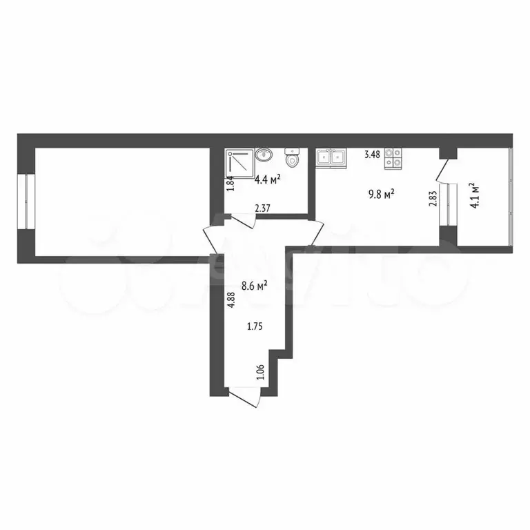 1-к. квартира, 41,6 м, 3/14 эт. - Фото 0