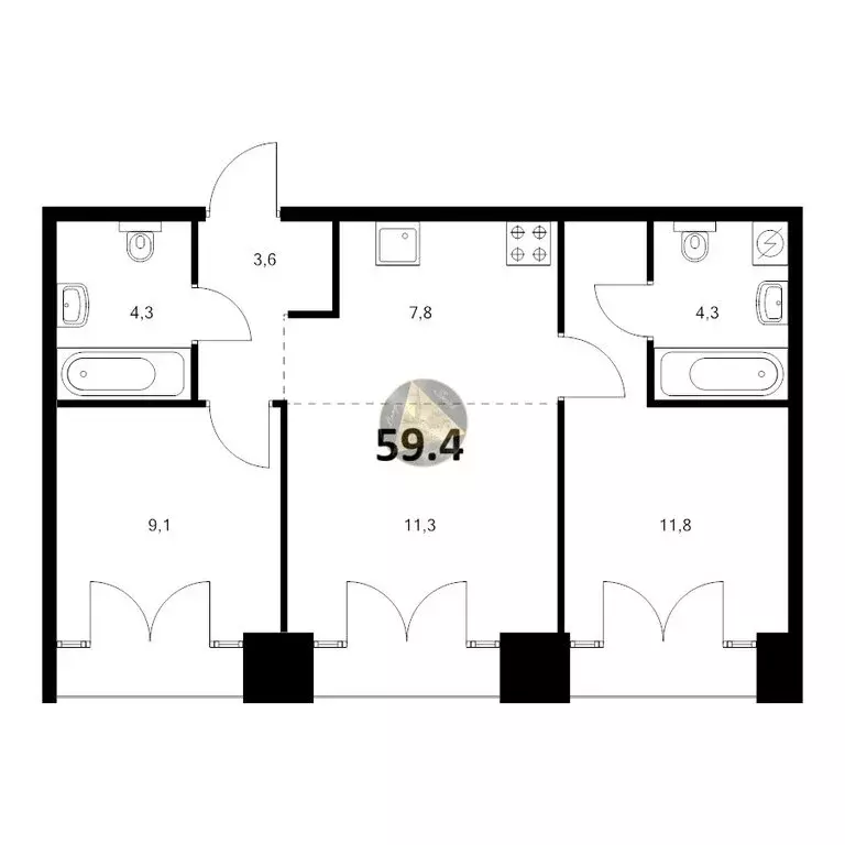 2-комнатная квартира: Санкт-Петербург, набережная Обводного канала, ... - Фото 1