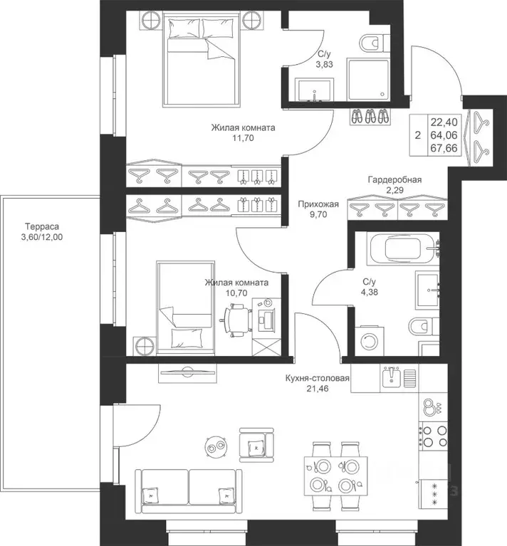 2-к кв. Татарстан, Лаишевский район, Столбищенское с/пос, с. Усады ул. ... - Фото 1