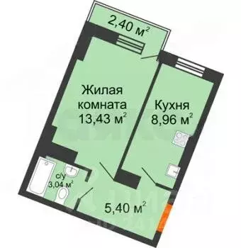 1-к кв. Ростовская область, Ростов-на-Дону ул. Мечникова, 37 (33.23 м) - Фото 1