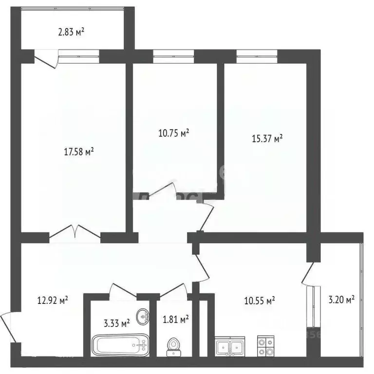 3-к кв. Пензенская область, Пенза ул. 65-летия Победы, 5 (72.1 м) - Фото 2