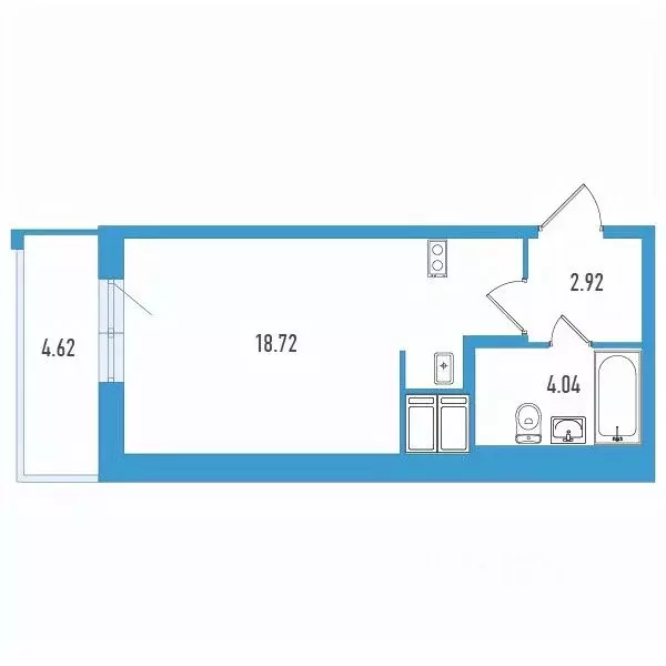 Студия Санкт-Петербург ул. Тельмана, 37 (27.07 м) - Фото 0