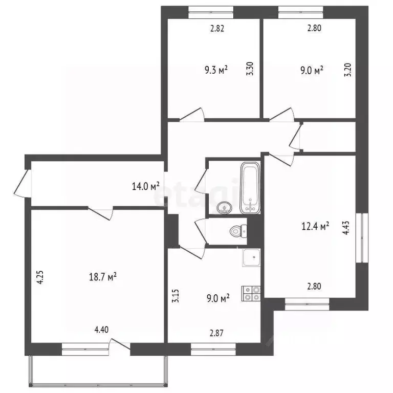 3-к кв. Кемеровская область, Прокопьевск ул. Есенина, 58 (65.1 м) - Фото 2