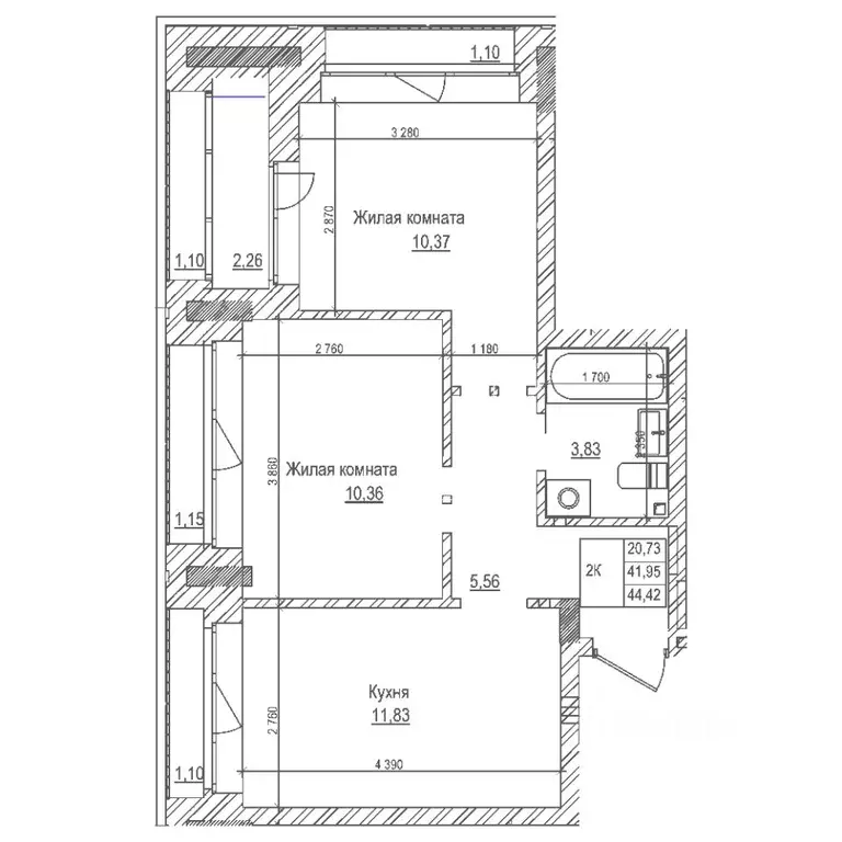 2-к кв. Новосибирская область, Новосибирск Комсомольский Проспект ... - Фото 1