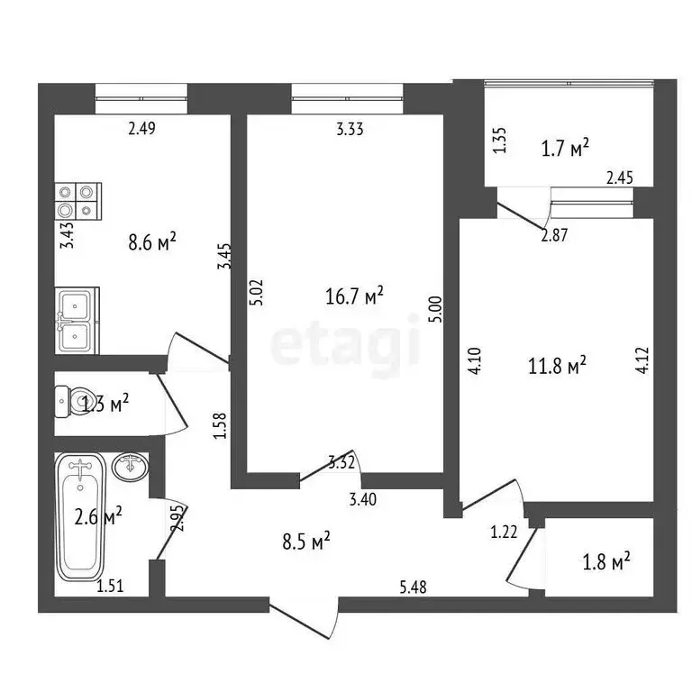 2-комнатная квартира: Стерлитамак, улица Артёма, 142 (51.3 м) - Фото 1